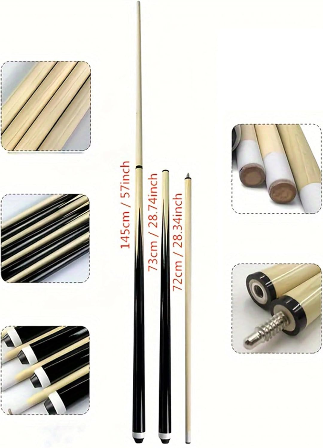 Wooden Billiard Cue Stick for Pool Table Practice I8760