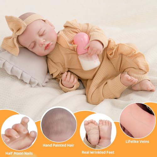 Realistic Reborn Baby Doll, 18 Inch Soft Body Sleeping Baby Girl with Pink Clothing Z645