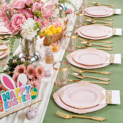 Gold Plastic Dinnerware Set for 50 Guests N48810