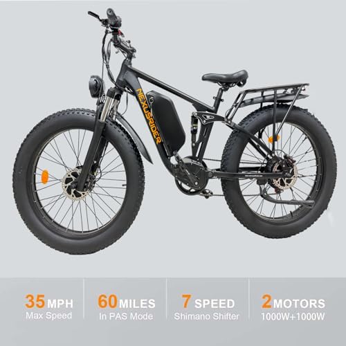 Electric Bike for Adults, 35 Mph 60 Miles, 48V 22.4Ah Fat Tire, 26'' Full Suspension N69506