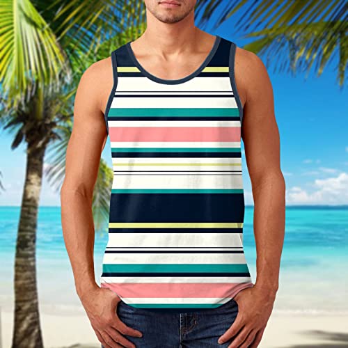 Mens Striped Sleeveless Athletic Tank Tops for Gym Workout Z9764