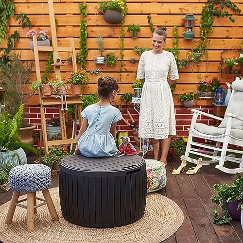 Outdoor Storage Deck Box, 37 Gallon Waterproof Patio Table Bin W1205