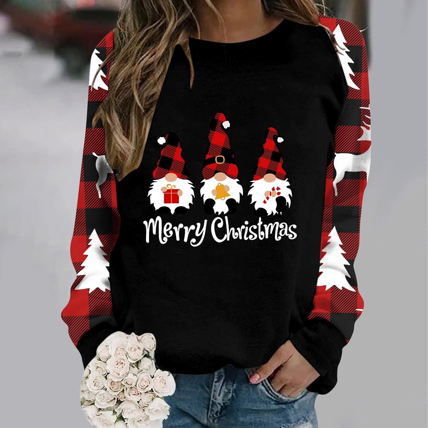 Women's Plus Size Christmas Sweatshirt Crewneck Long Sleeve V2203