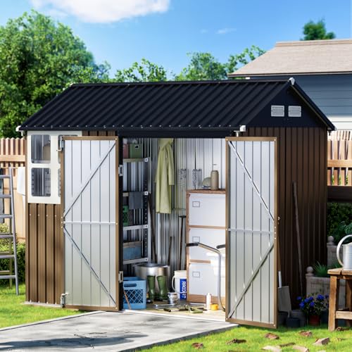 Outdoor Steel Storage Shed with Lockable Doors and Windows E249038