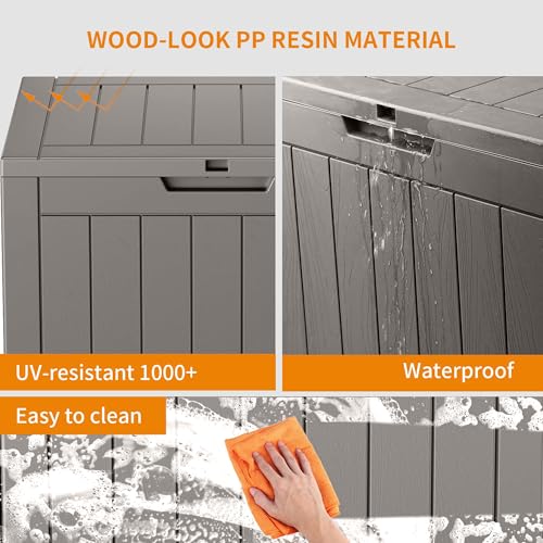 100 Gallon Resin Deck Box, Lockable Patio Outdoor Storage, Waterproof - Black F75230