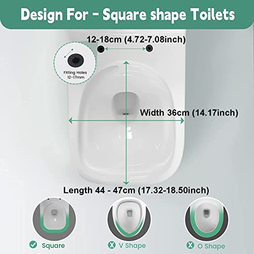 Soft Close Square Toilet Seat with Adjustable Hinges Q924