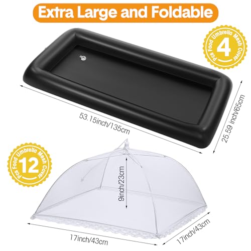 Inflatable Serving Bars with Food Umbrella Mesh Cover and Cooler for Party BBQ Pool Y489