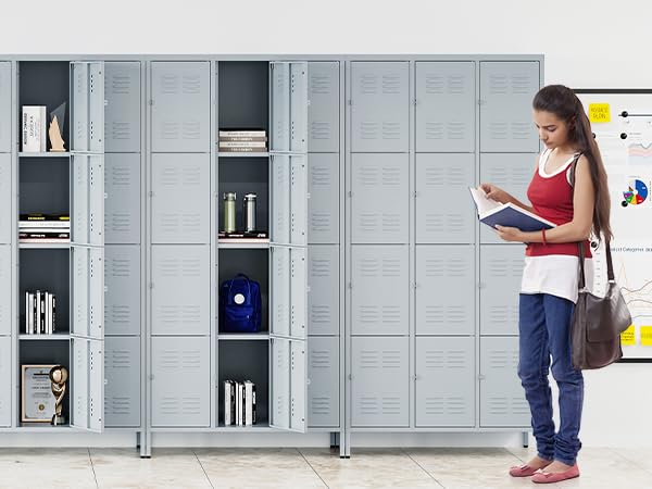 3-Door Blue Steel Storage Locker for Office, School, Gym C68898