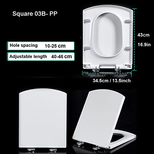 Soft Close Toilet Seat, Square, Quick Release, White I177077