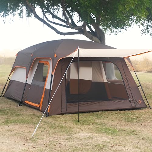 Extra Large Family Cabin Tent 2 Rooms 3 Doors 3 Windows Waterproof for Camping H460