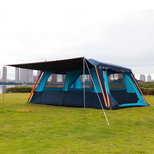 Extra Large Family Cabin Tent for Camping, 2 Rooms, 3 Doors, Waterproof E6603