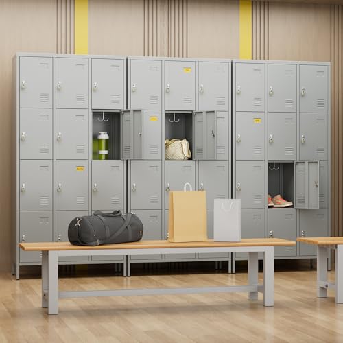 6 Door Metal Storage Locker with 18 Hooks, Black & Dark Grey K6611