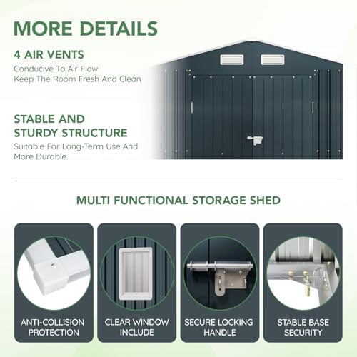 Outdoor Steel Storage Shed with Lockable Doors and Windows E249038