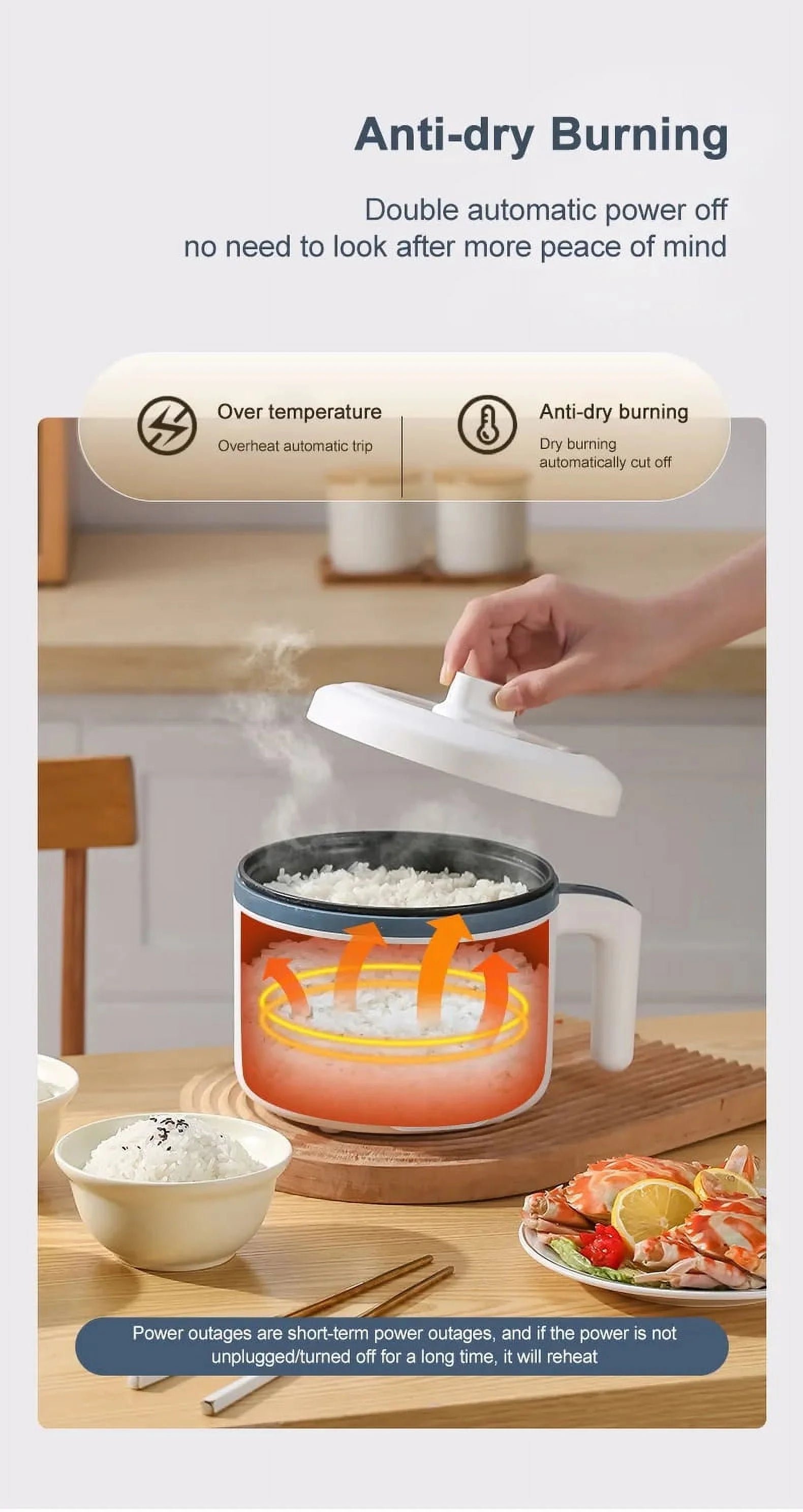 Electric Rice Cooker Non-Stick Multi Cooker for Kitchen U39535
