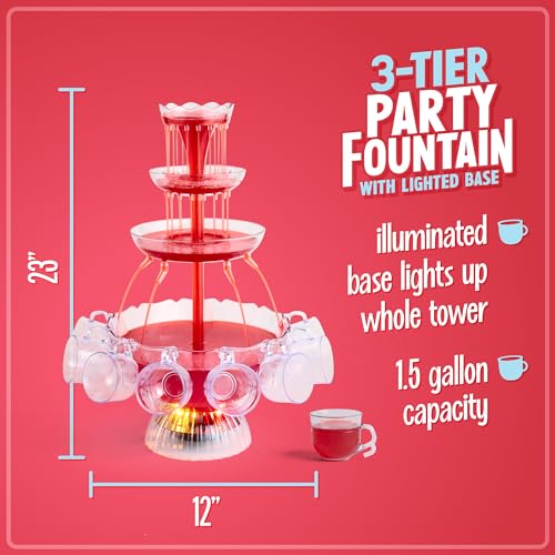 3-Tier Lighted Party Fountain with LED Base, 1.5 Gallons, 8 Cups B50564