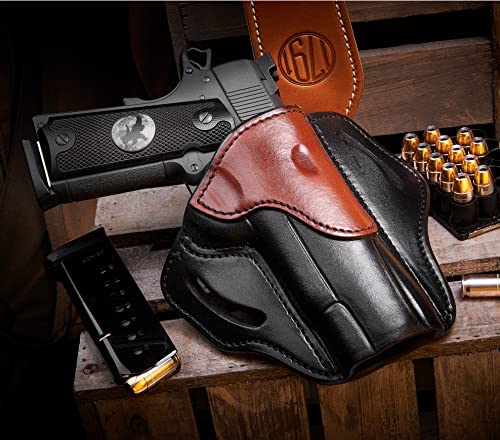 1911 Leather Holster, Right Hand OWB for Belts, Fits 4" and 5" Barrels A430130