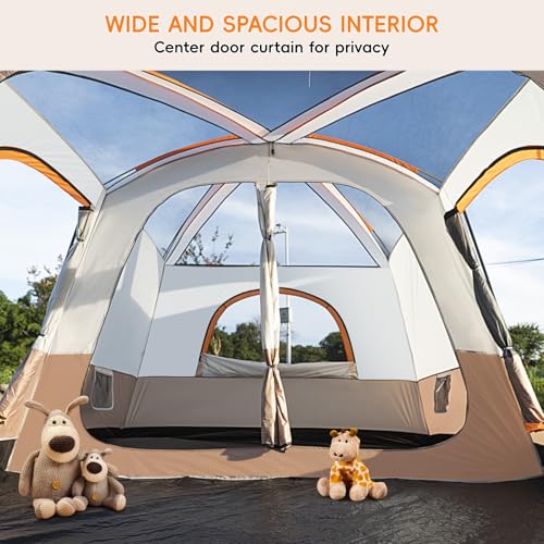 Family Camping Tent for 4-6 Person, Double Layer, Multi-Room with 3 Doors B2789