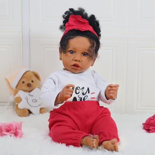 20 Inch Realistic African American Newborn Doll with Soft Body Gift Set Q2839