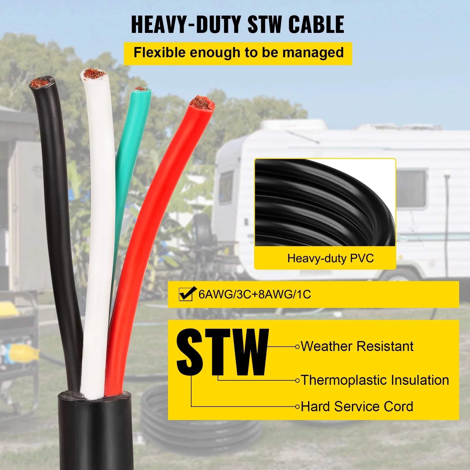 RV Extension Cord 25ft 50Amp, Heavy Duty Generator Cord Y5962