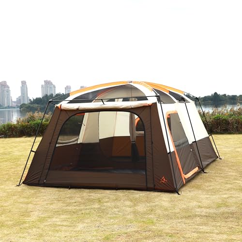 Extra Large Family Cabin Tent 2 Rooms 3 Doors 3 Windows Waterproof for Camping H460