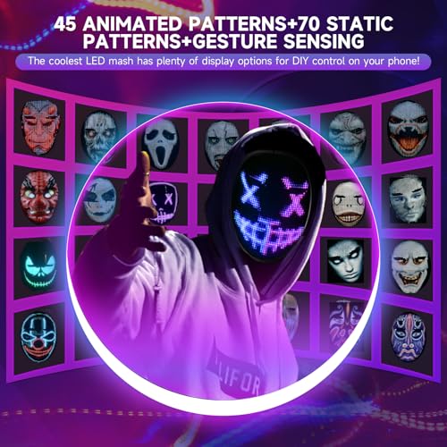LED Mask with App Control for Halloween Costume G8629