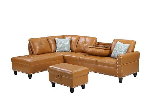 4-in-1 Convertible L Shaped Couch with Pull Out Bed and Storage Z983
