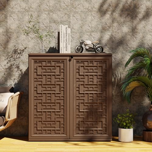 Outdoor Storage Cabinet Waterproof with Shelf for Patio and Garden U239