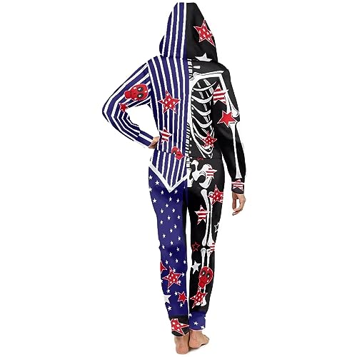 Adult Onesie Hooded One-Piece Pajama Zipper Jumpsuit for Men and Women I930