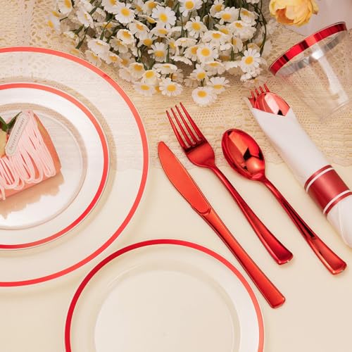 Disposable Plates and Cups Set for 50 Guests with Napkins and Cutlery V71219