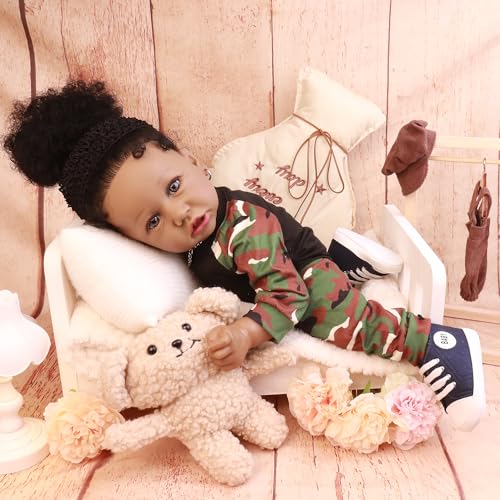 22.8 Inch Realistic African American Baby Doll with Soft Body K201