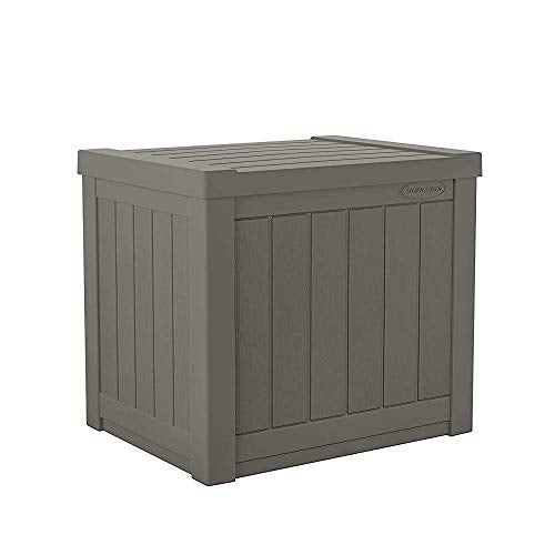 Outdoor Storage Box 22 Gallon Resin Deck Box with Flat-Lid Bench Seating B591