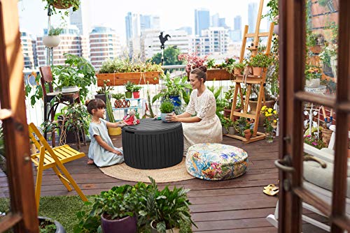 Outdoor Storage Deck Box, 37 Gallon Waterproof Patio Table Bin W1205
