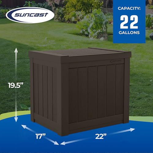 Outdoor Storage Box 22 Gallon Resin Deck Box with Flat-Lid Bench Seating B591
