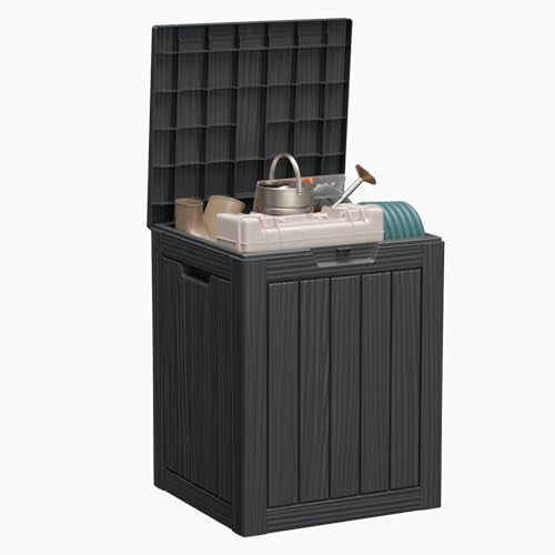 100 Gallon Resin Deck Box, Lockable Patio Outdoor Storage, Waterproof - Black F75230