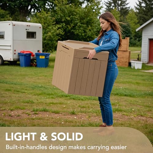30 Gallon Waterproof Resin Deck Box for Outdoor Patio and Garden Storage Q30388
