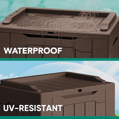 30 Gallon Waterproof Resin Deck Box for Outdoor Patio and Garden Storage Q30388