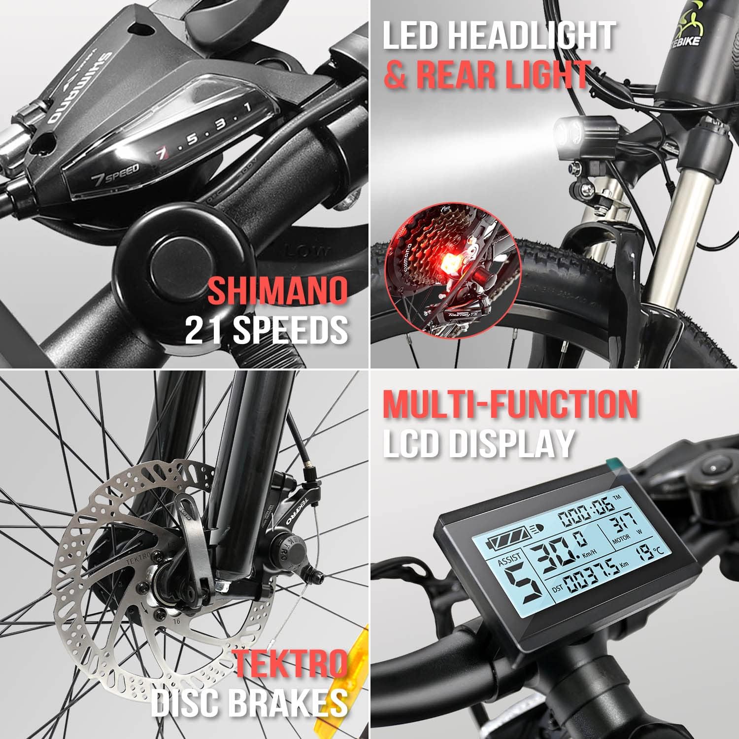 Electric Bike for Adults 500W Mountain Bike with 48V 13AH Removable Battery 26 Inch I332075