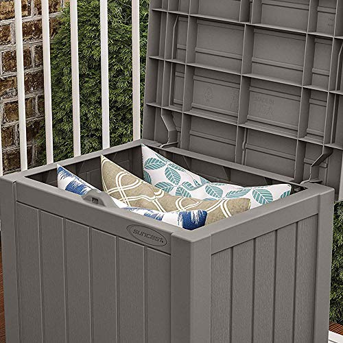 Outdoor Storage Box 22 Gallon Resin Deck Box with Flat-Lid Bench Seating B591