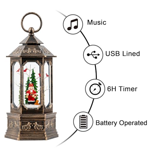 Nutcracker Snow Globe Lantern with Music and Timer Z50315