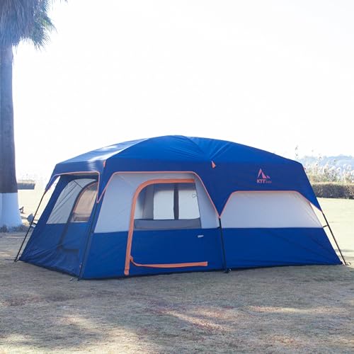 Extra Large Family Cabin Tent for Camping, 2 Rooms, 3 Doors, Waterproof E6603