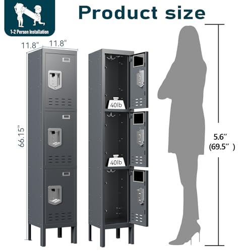 Metal Cabinet with Lockable Door for Office, Gym, School, Home A290