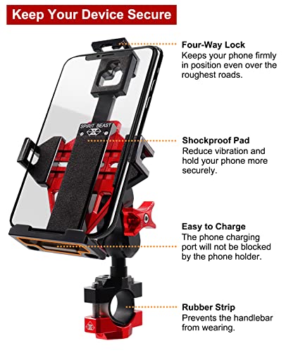 Motorcycle Phone Mount with Camera Mount, Anti Vibration Aluminum Holder X986