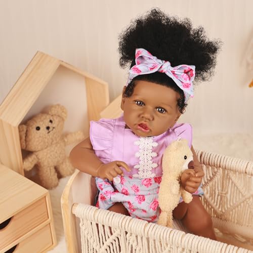 22.8 Inch Realistic African American Baby Doll with Soft Body K201