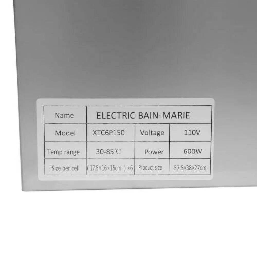 Commercial Buffet Food Warmer 6 Pots Stainless Steel Y330176