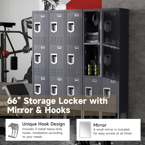 Metal Storage Cabinet, 5 Doors, Blue W429