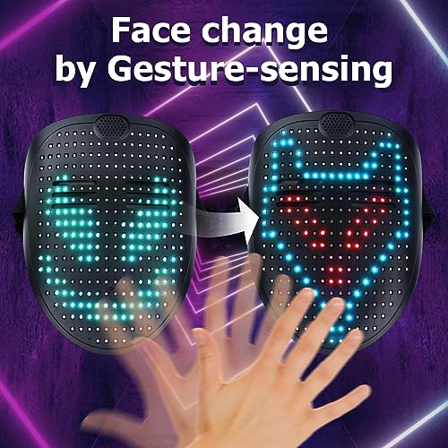 LED Face Mask with Gesture Sensing for Halloween Costume M971