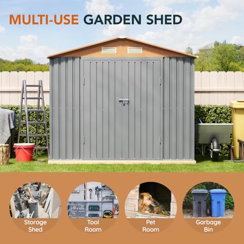 Outdoor Storage Shed with Lockable Door, Compact Metal Tool Shed for Garden O328