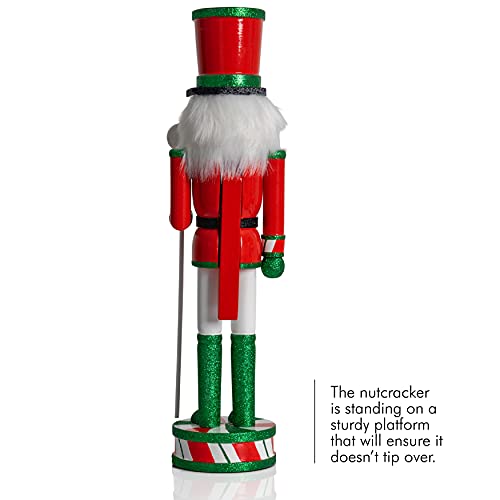 Wooden Peppermint Nutcracker Doll 15" K167542