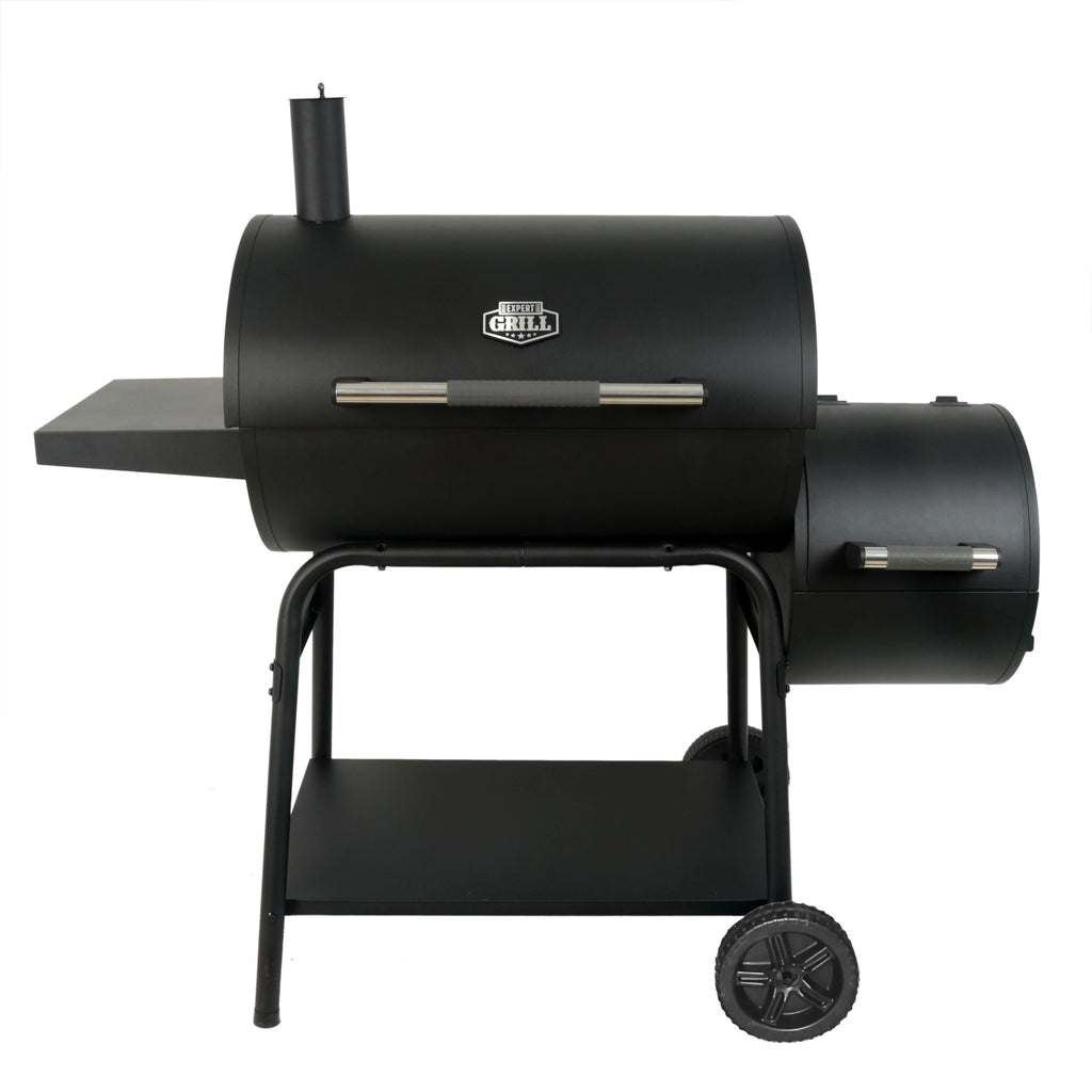 28" Offset Steel Charcoal Smoker Grill with Side Firebox B1997