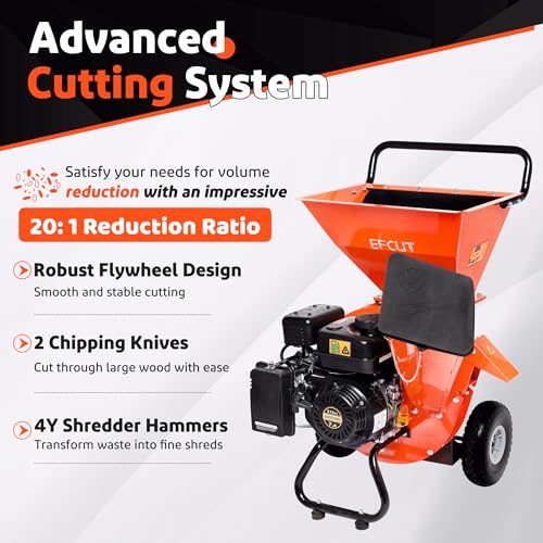 Wood Chipper Shredder Mulcher, 7 HP Gas Powered, 3 Inch Max Capacity C5730